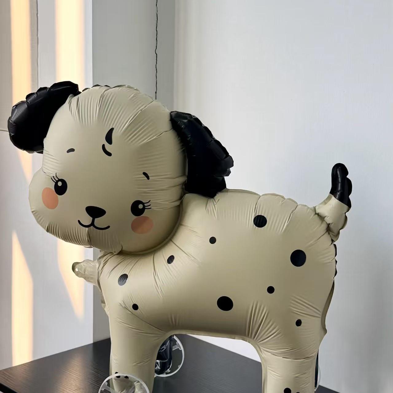 8pcs Cute Dog Balloons with Wheels and Ropes, Cream Spot Design, Perfect for Outdoor Birthday Party Decorations