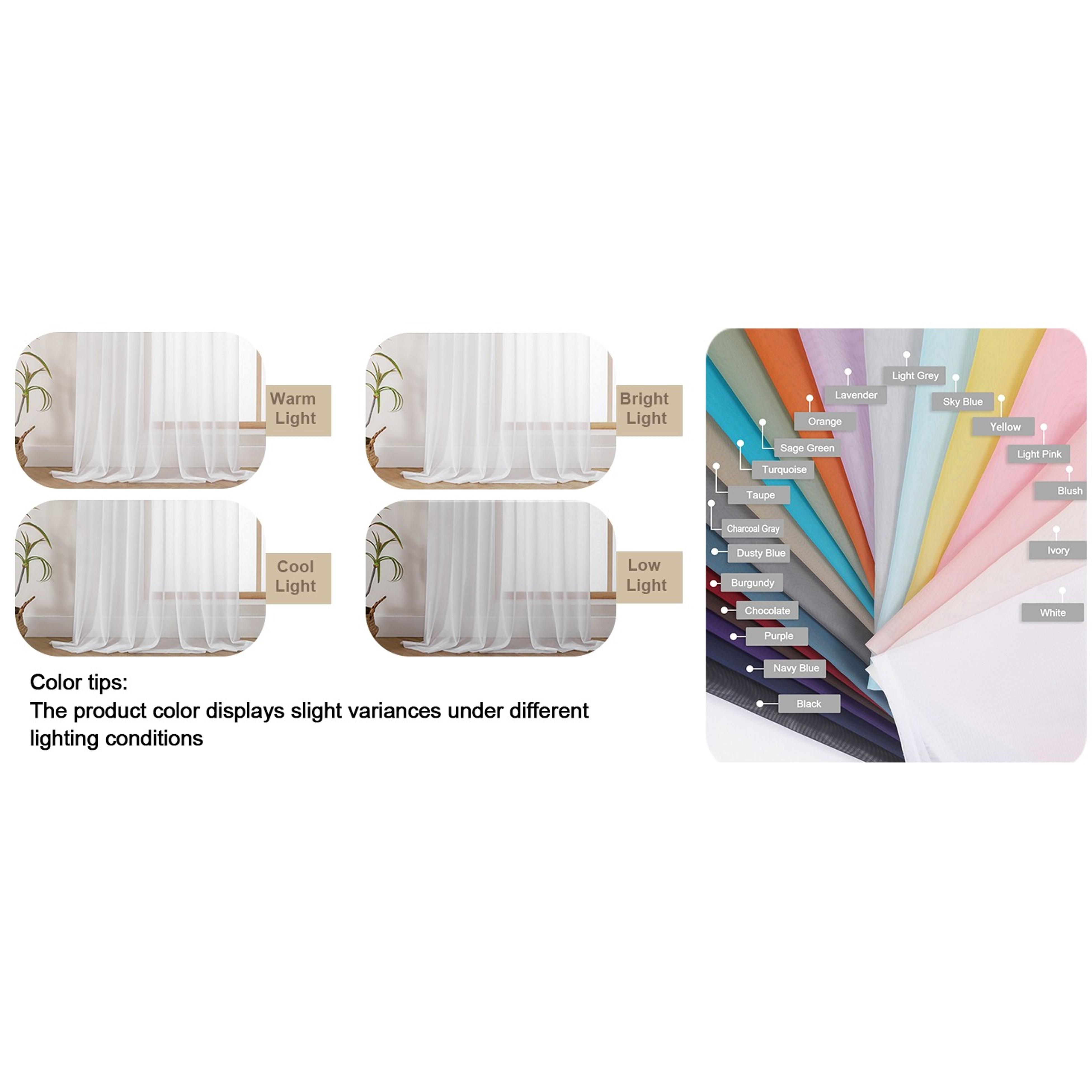 White Pinch Pleated Sheer Curtains 96 Inches Long, Light Filtering Window Treatments for Bedroom & Living Room, Modern Solid Drapes, 40x96 Inch PanelGift