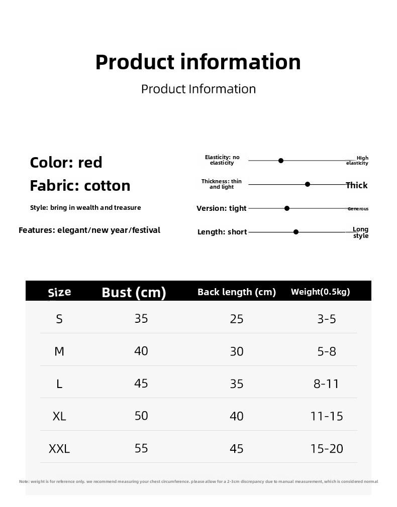 Cat Clothes Winter Warm Fleece Lined Thickened Festive Auspicious for Small Dogs with Leash Attachment