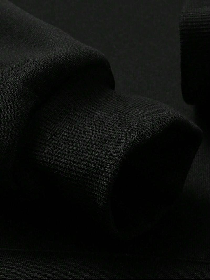 Men's Stylish Calvin Graphic Tracksuit, Casual Sweatsuits: Black Hoodie and Jogger Set with Gold Logo Print, Perfect for Urban Streetwear and Casual Daily Outfits