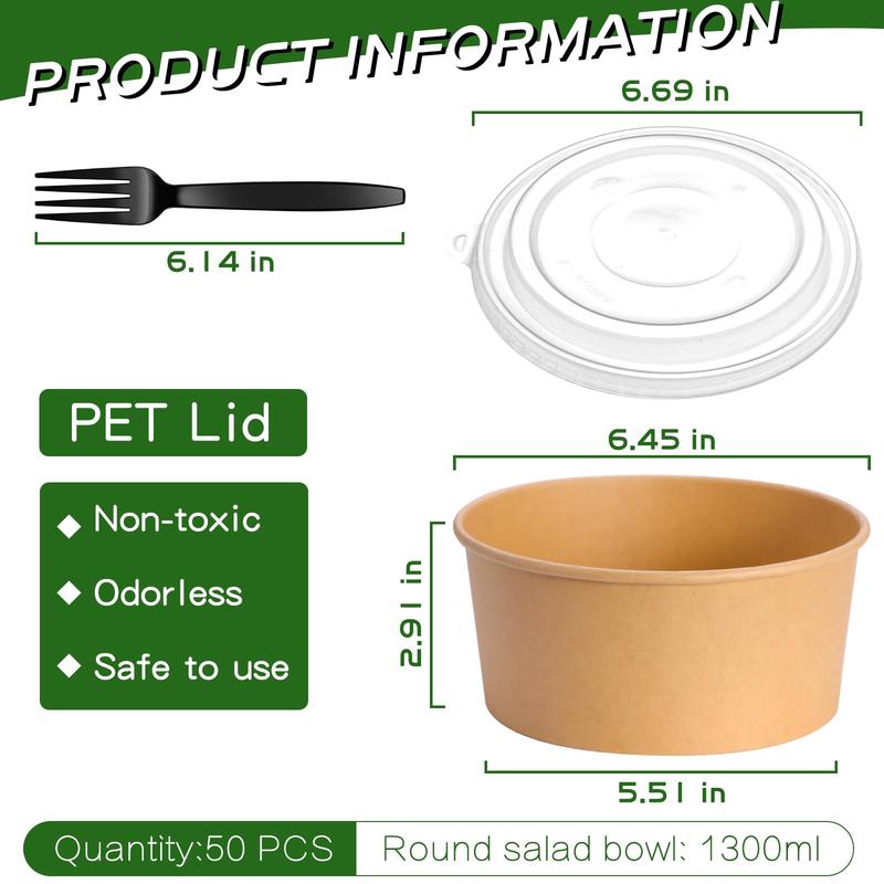 50Pack Disposable Kraft Paper Bowls with Lids and Forks,35oz Square/36oz Round,Meal Prep Containers Disposable Large Paper Bowls, Leakproof Food Containers Treat Soup Serving Bowl, Microwave Safe for Hot/Cold Food Clamshell Takeout Tray Compostable Arc Cu 50Pack Disposable Kraft Paper Bowls with Lids and Forks,35oz Square/36oz Round,Meal Prep Containers Disposable Large Paper Bowls, Leakproof Food Containers Treat Soup Serving Bowl, Microwave Safe for Hot/Cold Food Clamshell Takeout Tray Compostable Arc Cu
