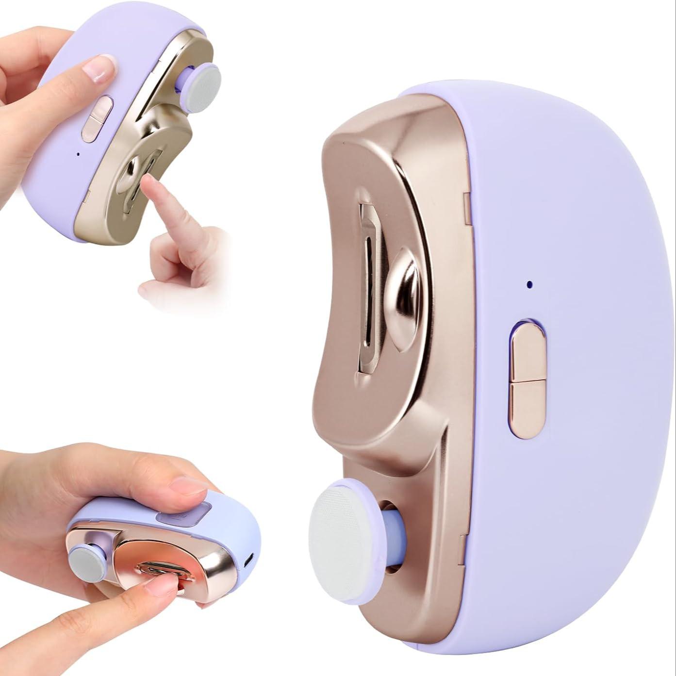 Electric Nail Clippers, Three-In-One Automatic Electric Nails with Polishing, USB Rechargeable with Light Scissors, Portable LED Nail Trimmer