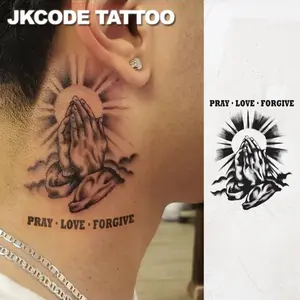 Waterproof Design Semi-permanent Tattoos, Hands, Temporary Tattoos, Sketch tattoo, Holy Maria, Pray & Love, Waterproof, Realistic Fake Tattoos, Botanical, hand Tattoos, Magic Tattoos, Lasts 1-2 Weeks, Tattoos For Men, Tattoo Stickers