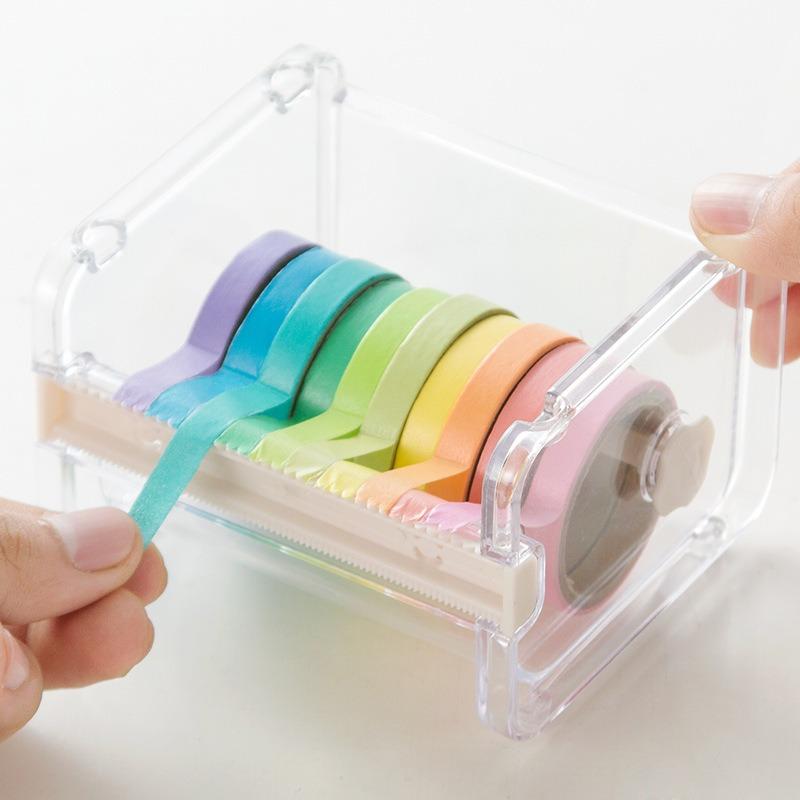 Creative Washi Tape Cutter Set: The Perfect Stationery Tool for Students - Transparent Tape Holder, Tape Dispenser & More!