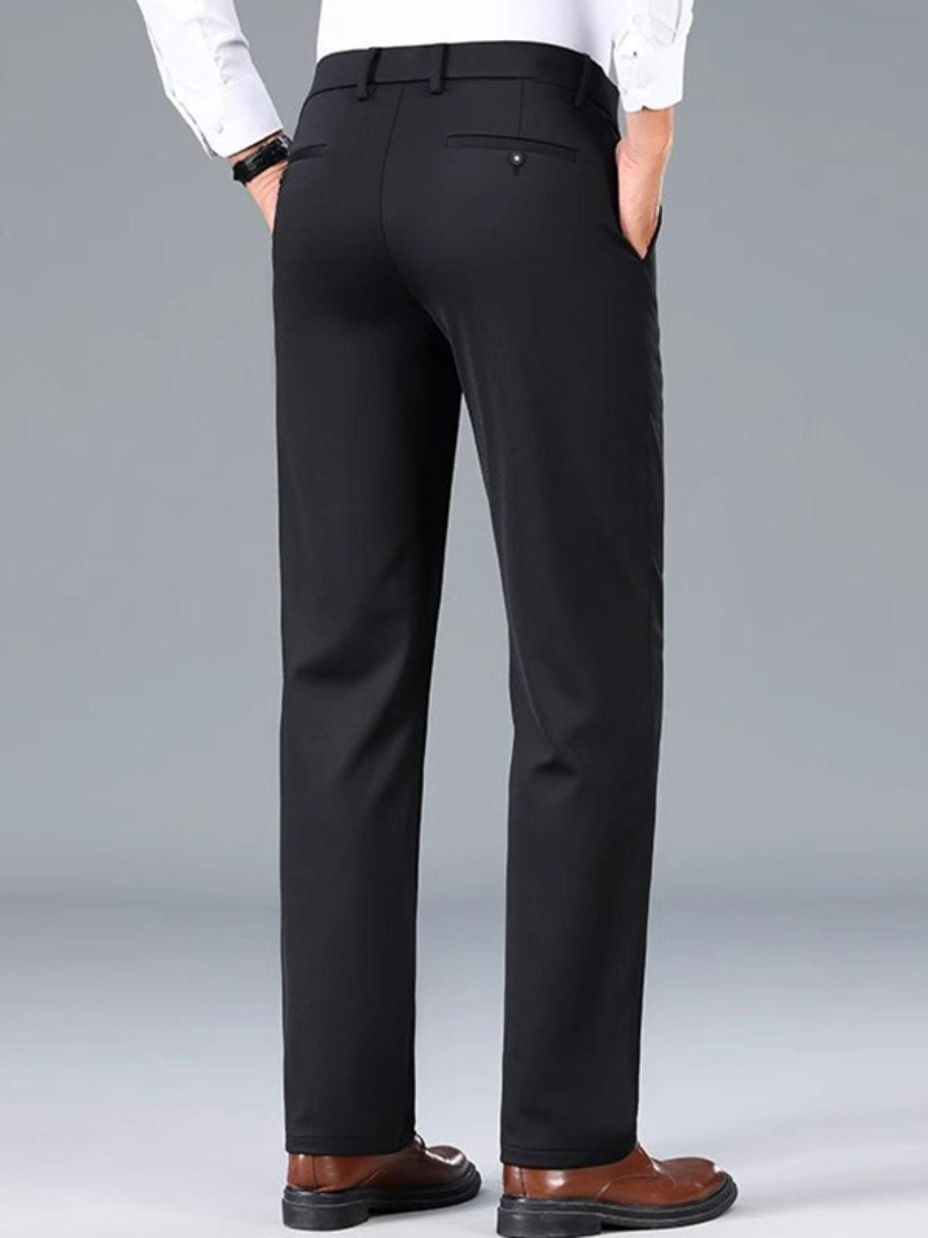4-Pack Men's Business Casual Pants, High Elasticity Stretch Comfortable Fabric, Wrinkle-Resistant Easy Care, Slim Fit Straight Leg, All Seasons