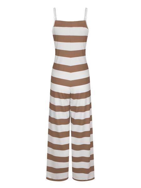 Women's Striped Print Cami Jumpsuit, Casual Sleeveless Overalls Jumpsuit for Summer, Fashion Women's Clothing for Daily Wear