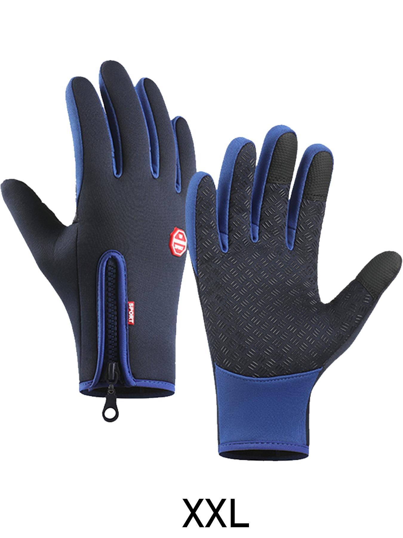 Spring Autumn Outdoor Sports Fleece Lined Cycling Gloves Waterproof Touchscreen Mountaineering Gloves Zipper Gloves Outdoor Activity Gloves