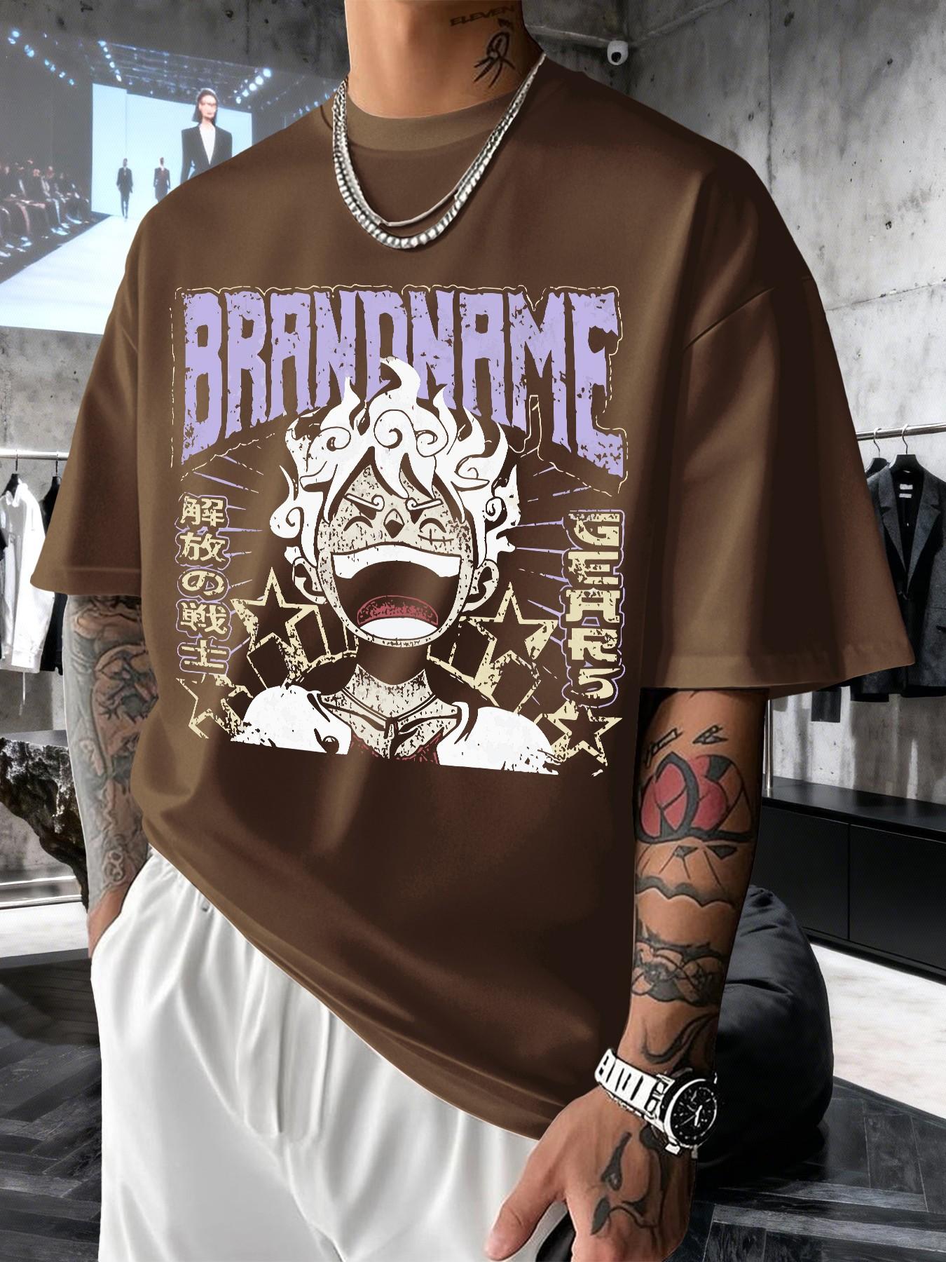 Men's Retro Anime Print T-Shirt, Casual Short Sleeve Top, Comfortable Round Neck, Slim Fit, Spring Summer Fashion, Streetwear Style