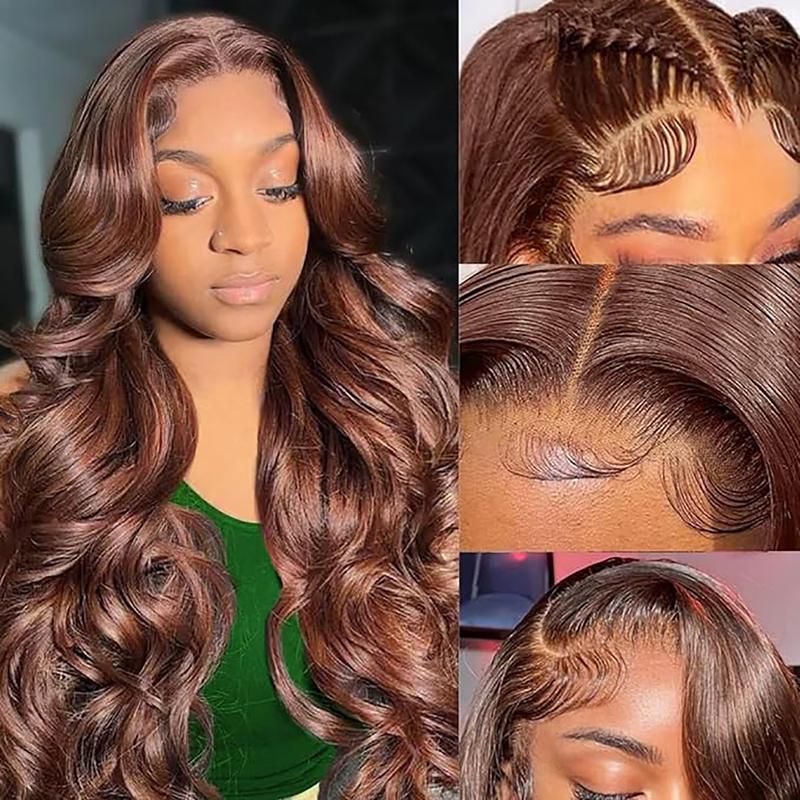 Tahikie #4 Chocolate Brown / #1 Jet Black 13x6 Body Wave 200% Density HD Lace Front Wigs Real Hair For Women Medium Size TikTokShopSummerTurnup dealsforyoudays