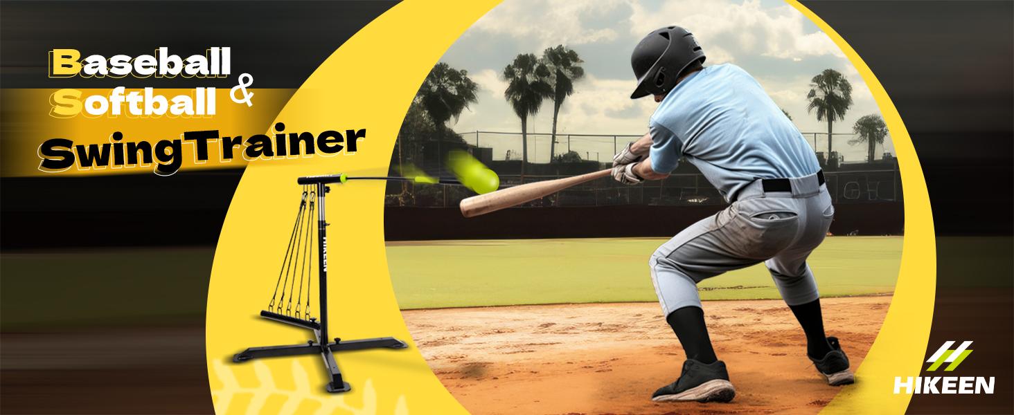 Baseball Softball Swing Trainer, Baseball Training Equipment, Includes 5 Elasticity Bands Baseball/Softball Accessories for Batting and Hitting, Adjustable Height for All Ages Training