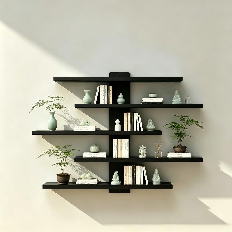 No Drill Wall Mounted Floating Shelves, Solves Wall Space Waste & Display Issues, Ideal for Bedroom, Living Room & Study, Eco-friendly Board with No-drill Installation, Multi-tier Wall Display Organizer