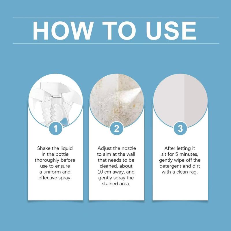 Jaysuing Wall Stain Remover, Stain Treater Spray, Water Marks Cleaner for Bathroom & Kitchen Walls, Effective Mold Cleaning Solution for Home Use, Cleaner Liquid