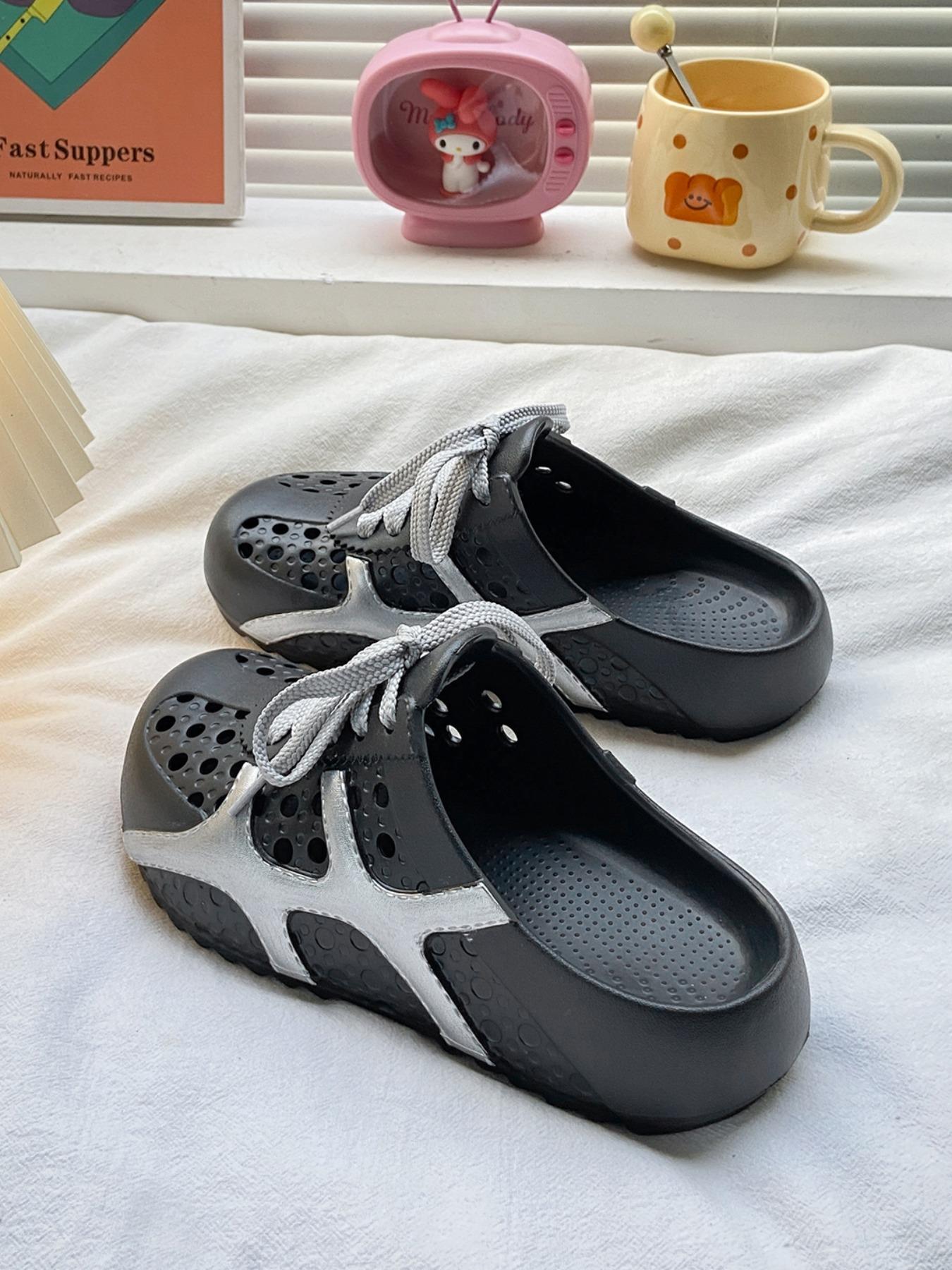 Unique Soft Sandals, Non-Matching Design, Women's Home & Outdoors Slippers, Casual PU Leather Patchwork Eva Sole, Less Than Ankle Height