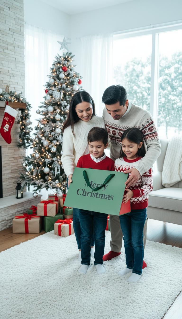 5PCS Christmas Tote Gift Bags, Holiday Bags, Party Favor Bags, Portable、Foldable and Reusable, For Presents, Party, Birthday Box, Gift Packging, Family or Business