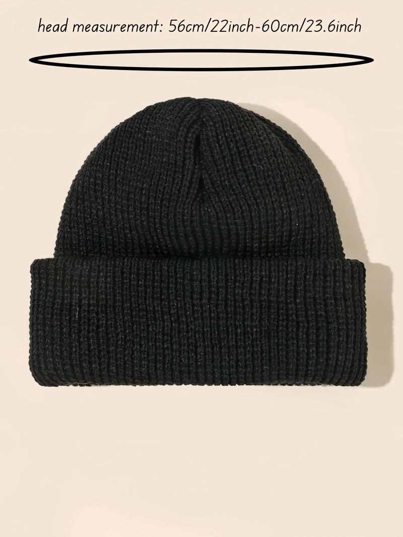 Men's Solid Color Beanie Set, Knit Style, Knitted Hat, Perfect for Fall & Winter Daily Wear, 4 Piece Pack, Casual Fashion Accessories