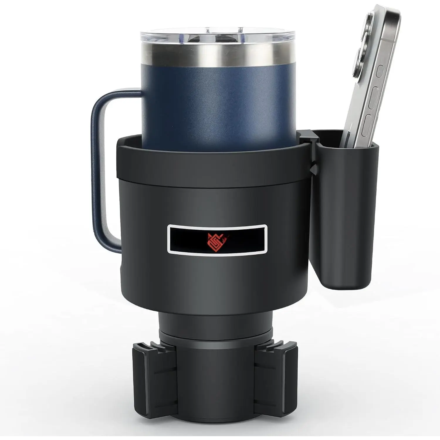 Cup Holder Expander with Phone Holder &  Access, 3-in-1  Organizer, Side Storage Box for Phone/Cards, Compatible with , , Hydro Flasks & Large Bottles Mugs in 3.4"-3.8"