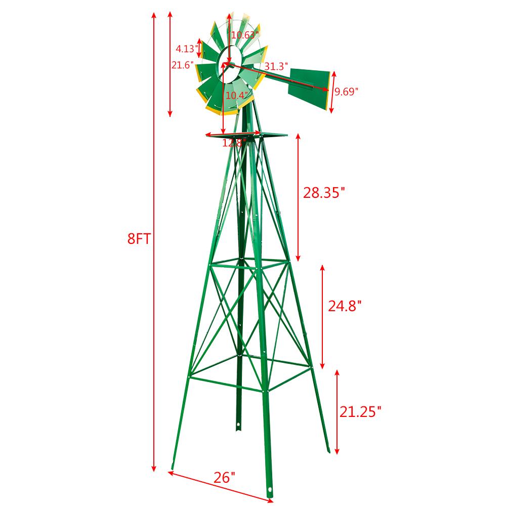 8FT Backyard Windmill | Durable Weather Resistant Four-Legged Tower | Perfect for Lawn and Garden Decor