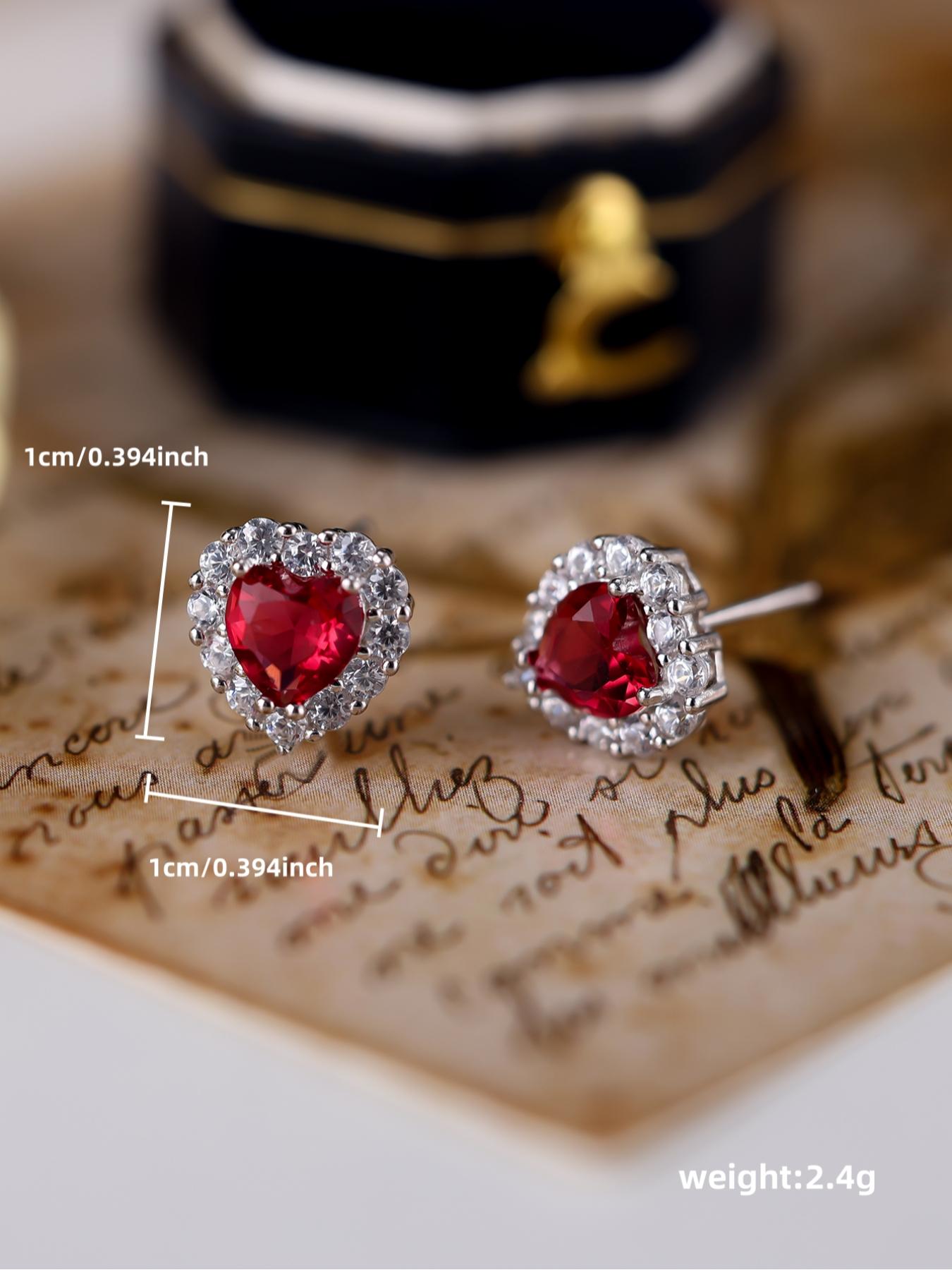 925 Sterling Silver Fashion Heart Shaped Rhinestone Decorated Earrings, High Quality Earrings, Elegant Jewelry for Women, Trendy All-match & Exquisite Jewelry for Birthday Gift