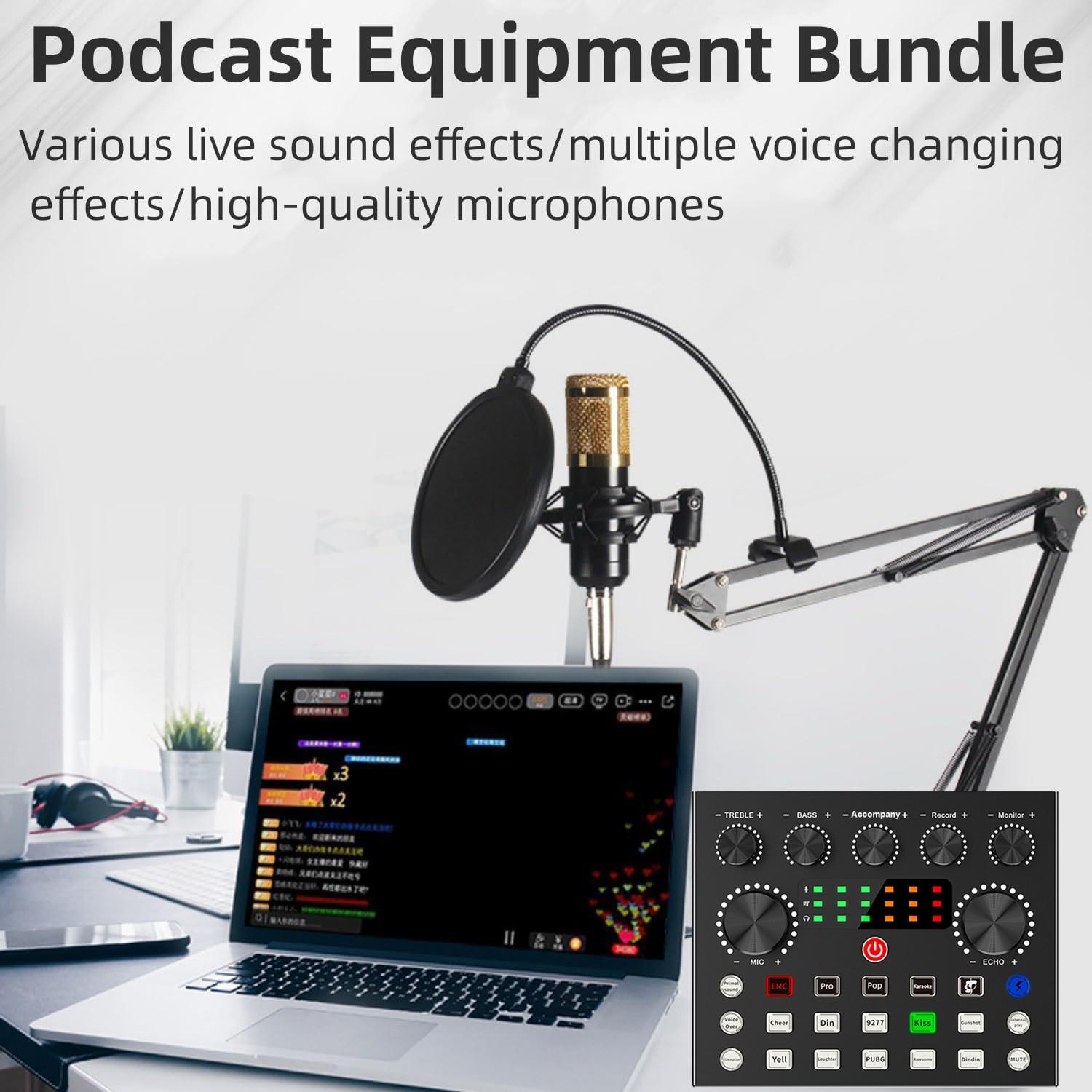 Professional Audio Live Sound Card Mixer with Bluetooth Voice Effects Computer Audio Mixer for Live Streaming Podcasting Gaming Podcast Equipment Audio Mixer Kit