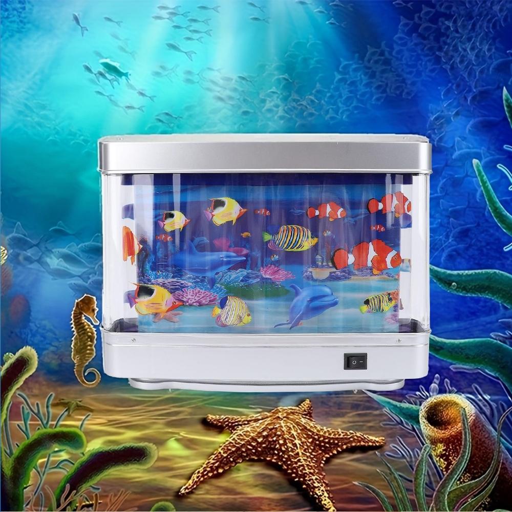 Adjustable LED Aquarium Light with Dynamic Fish Shadows, Aquarium Sensory Lamp, with Wall Shelf Display, Ocean Scene Decor Lamp for Bedroom, Living Room, Office, Aquarium Decor, Office Relax, Oceanthemed Lighting, Switch Control Lighting