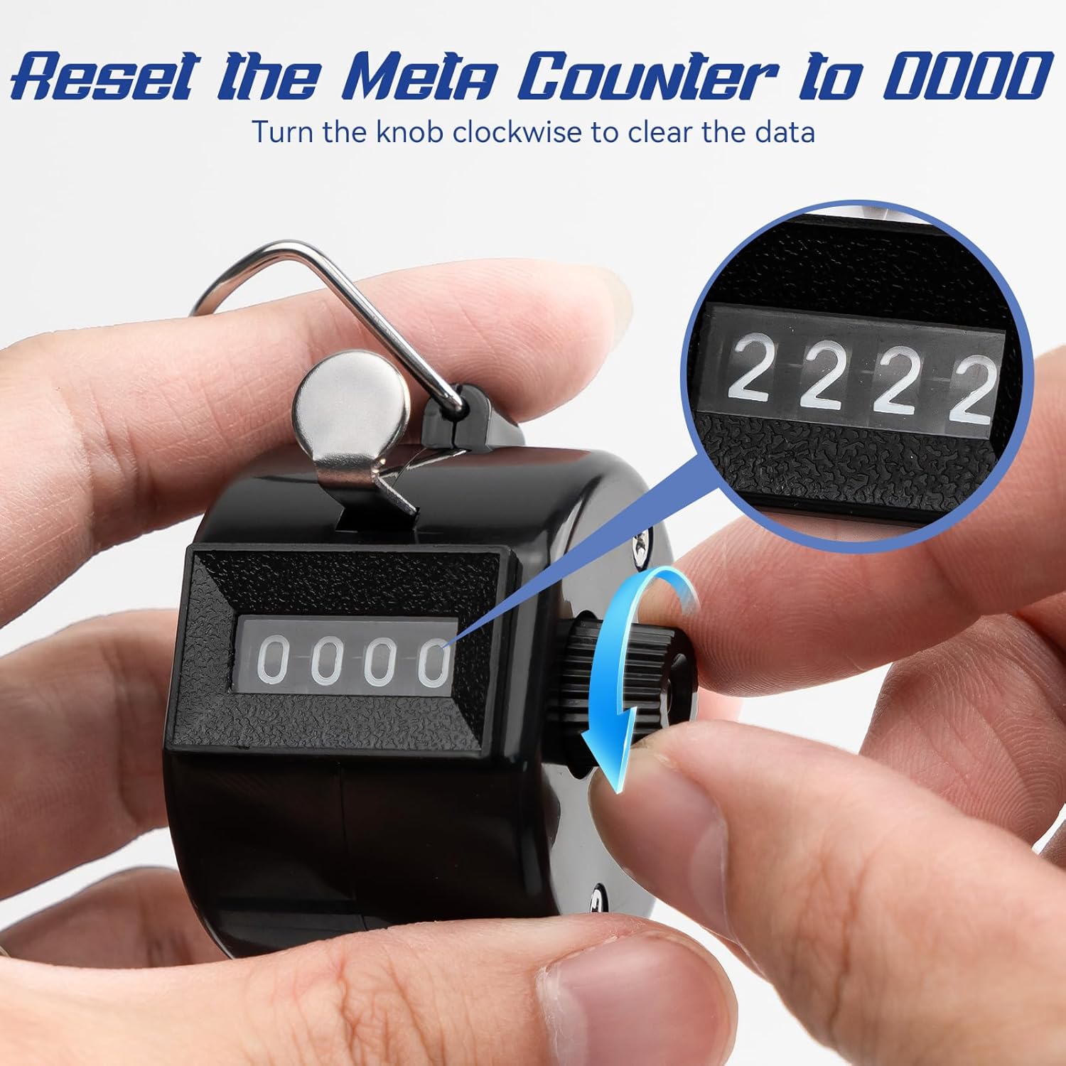 4-Digit Handheld Mechanical Counter Clicker with Finger Ring, Tally Counter for Inventory Counting,  Scoring, Coaching, Events and Classroom Attendance