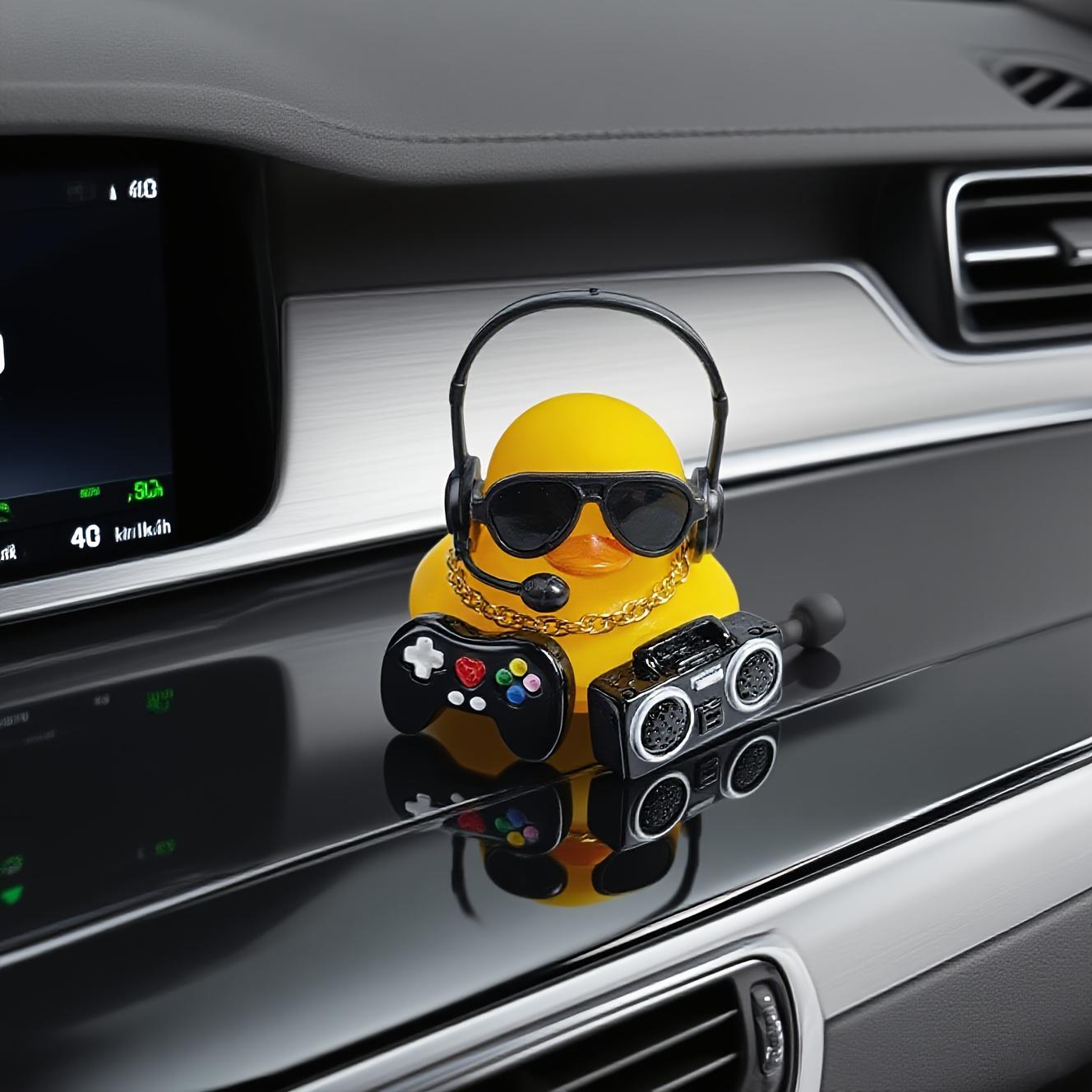 Car Dashboard Accessories Set, Car Decorations, Car Interior Decorative, Funny Hip Hop Duck, Includes Headphones, Necklace, Sunglasses, Game Controller, Speaker, Car Ornament, Car Desktop Decor
