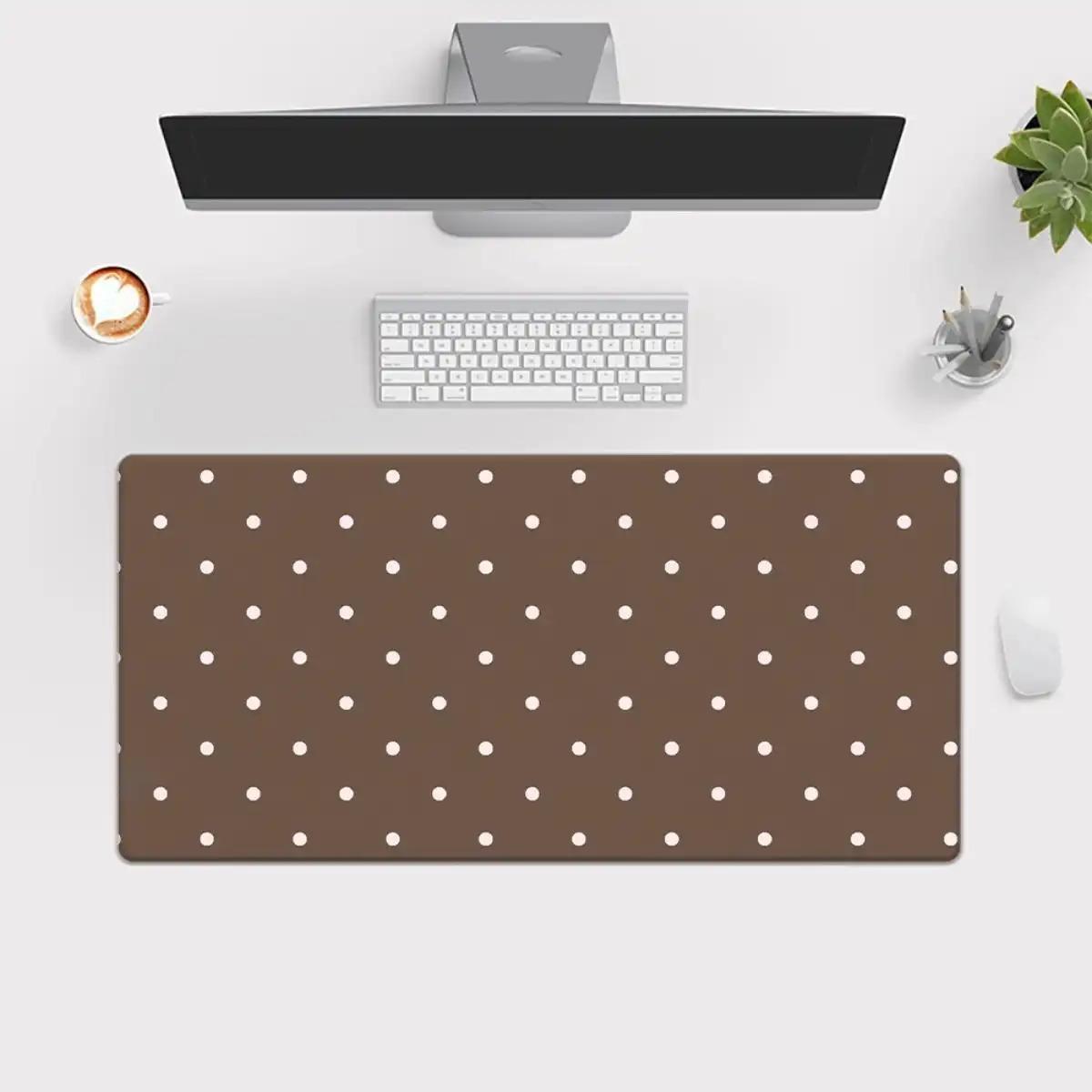 Brown and White Polka Dot Mouse Pad, 1pc, Multi-Function Gaming Mouse Pad and Keyboard Tray, Suitable for PC and Office Computers, Ideal Gift for Gamers, Family and Friends