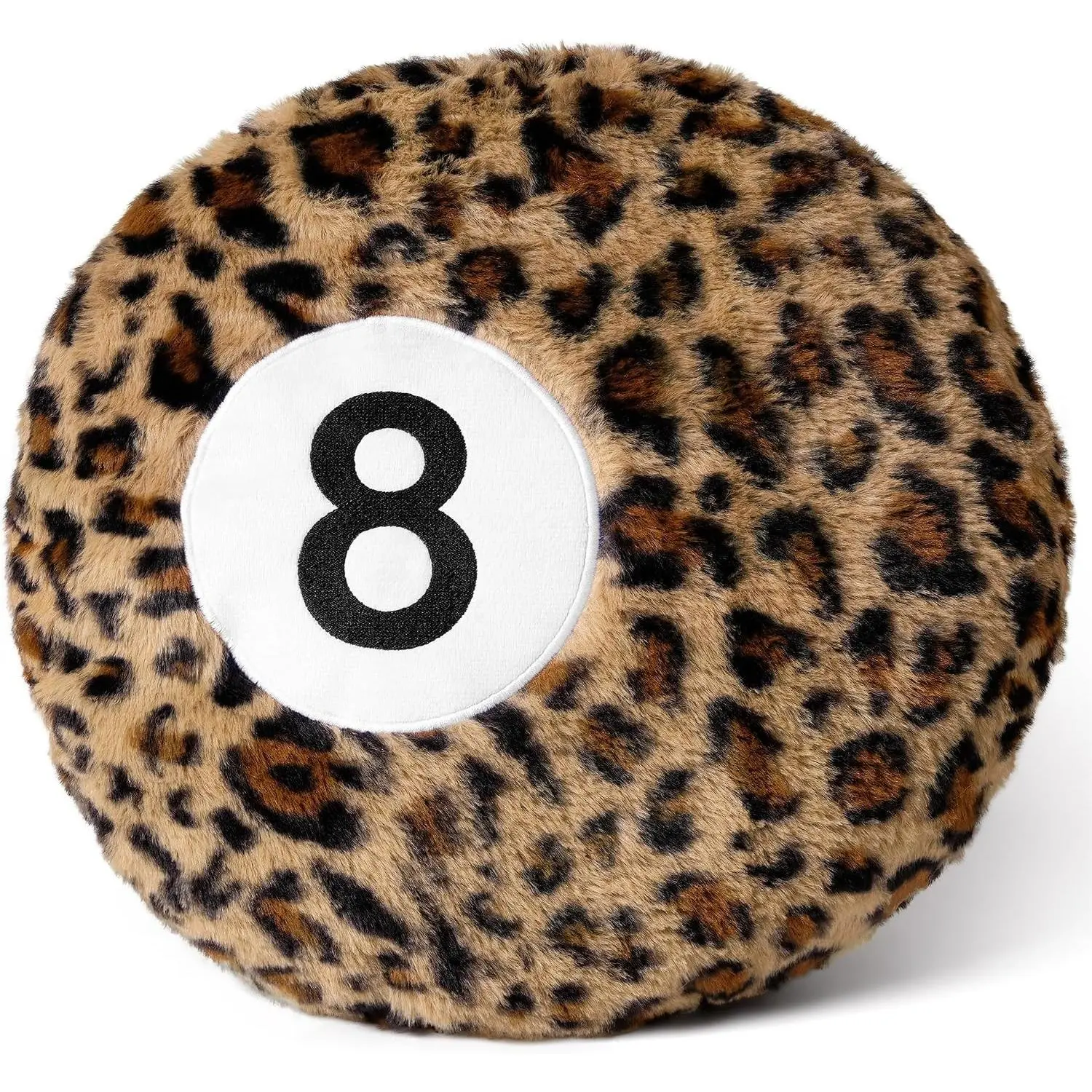 Cheetah 8 Ball Throw Pillow 14 Inch Leopard Cushion | 14-inch cheetah 8 ball throw pillow with leopard print plush cushion for bedroom, living room and aesthetic decor