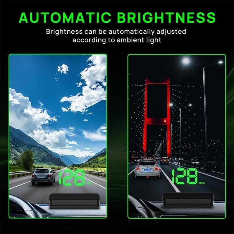 Universal Car Windshield Speedometer Projection Hud, 3.5 Inch Obd GPS Digital Speed Display, Compass Direction & Time, Speed Warning