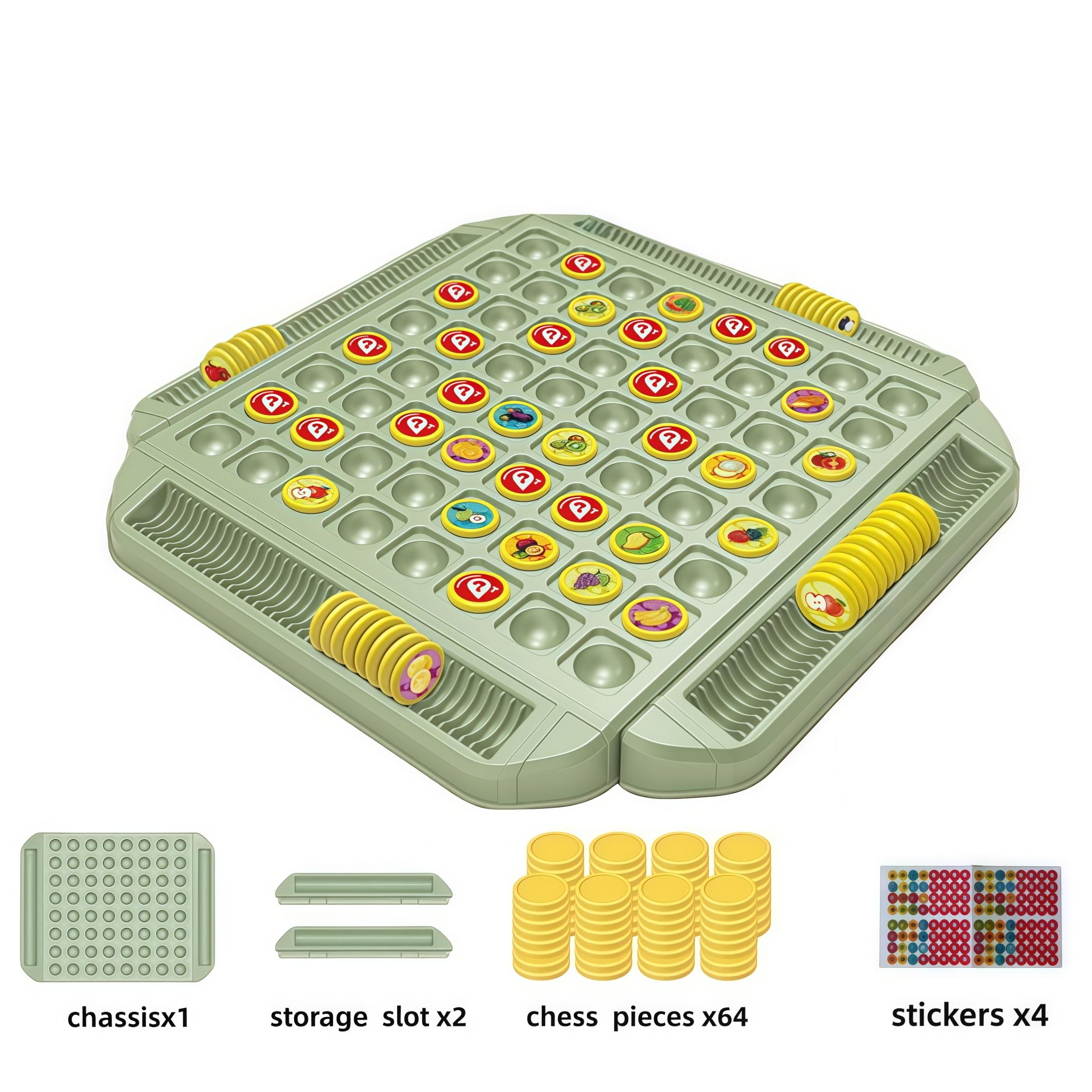 Family Fun Memory Flip Chess Set, Improves Memory Skills, Perfect for Christmas Parties, Suitable for 3-4 Players, Indoor Party Toy