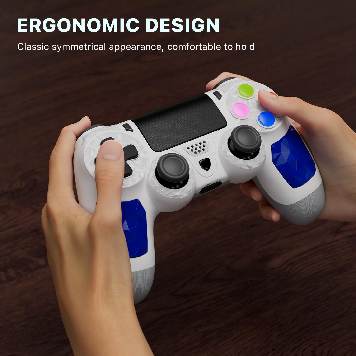 Wireless Game Controller for PS4/PS3/PC/Android/iOS, With Double Vibration, Six Axis Gyroscope, motion sensing, Capacitive Touch Panel, Black red PS413