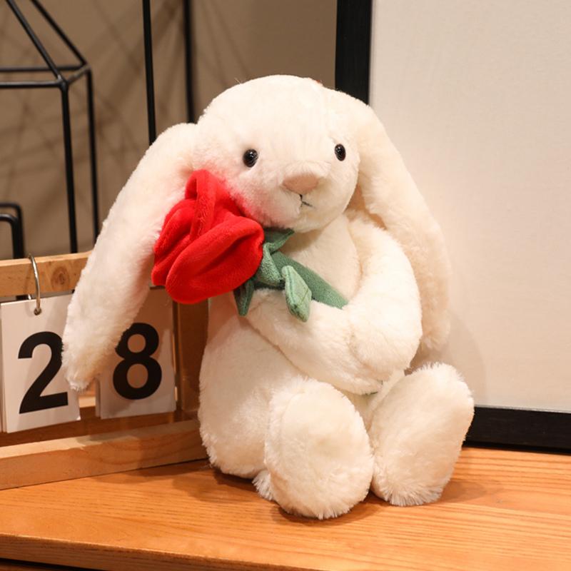 31cm Valentine's Day Bonnie Rabbit Plush Toy, Holding Heart Rose Cake, Soft Handfeel, Perfect Gift for Girlfriend, Easter and Proposal