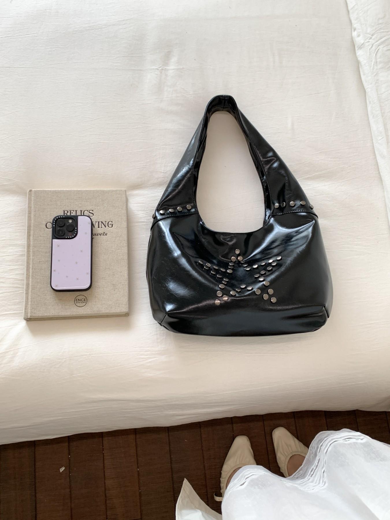 Trendy Star Stud Crossbody Shoulder Bag, Casual PU Material, Large Capacity, All-Season Fashion Accessory for Women, Travel & Daily Use