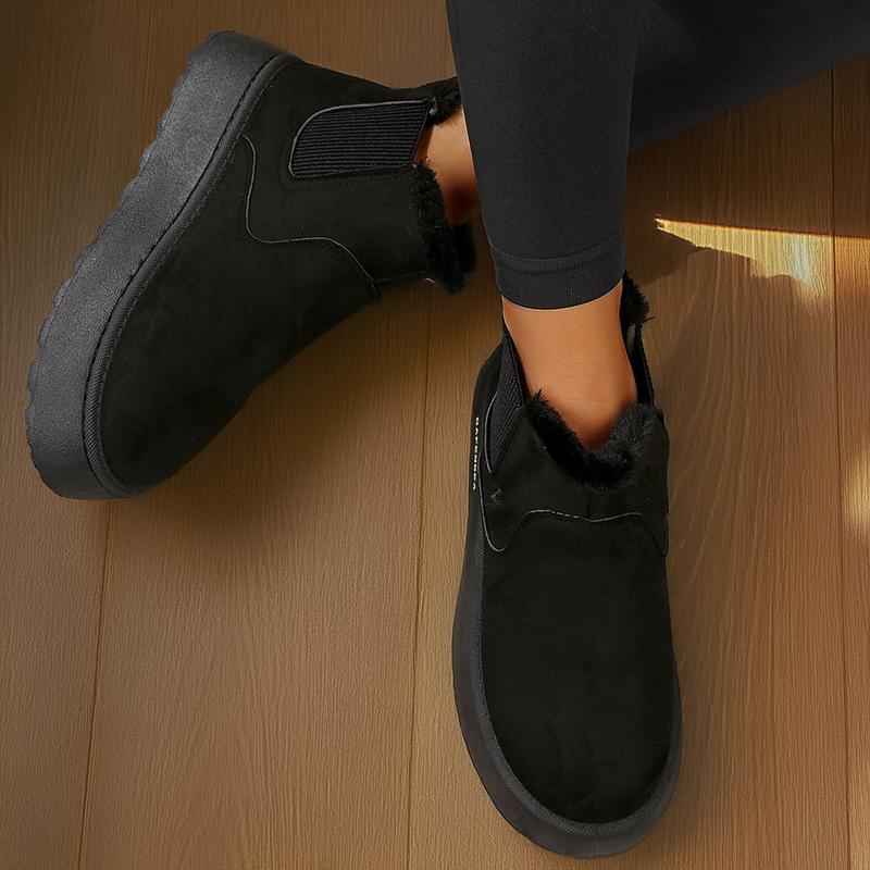 Women's Platform Cute Ankle Boots Warm Fluffy Fuzzy Lining  Slip On Water Resistant Winter Snow Boot Shoes for Ladies Gift