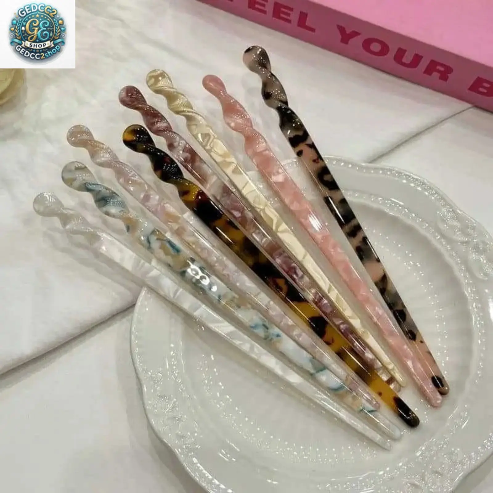 8PCS Acetate Spiral Hair Sticks for Women, 18cm Minimalist Hair Pins for Updos, Elegant Hair Accessories for Thick Hair, Office, Wedding & Daily Hairstyles