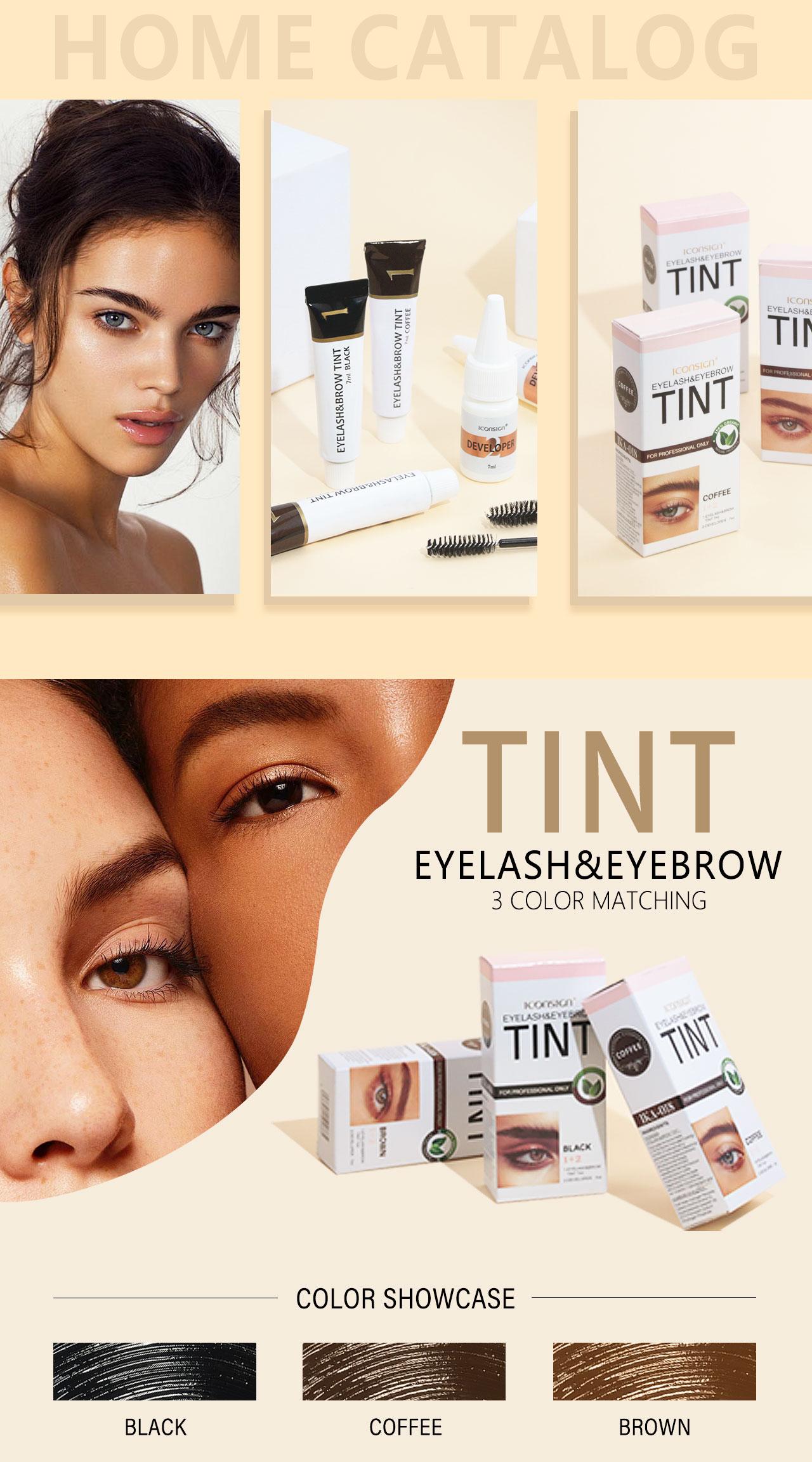 Eyelash & Eyebrow Tinting Kit, Eyebrow Tinting Cream, 1 Box Long-Lasting Natural Eyelash & Eyebrow Tint, Eye Makeup Tool for Women & Girls, Cosmetic