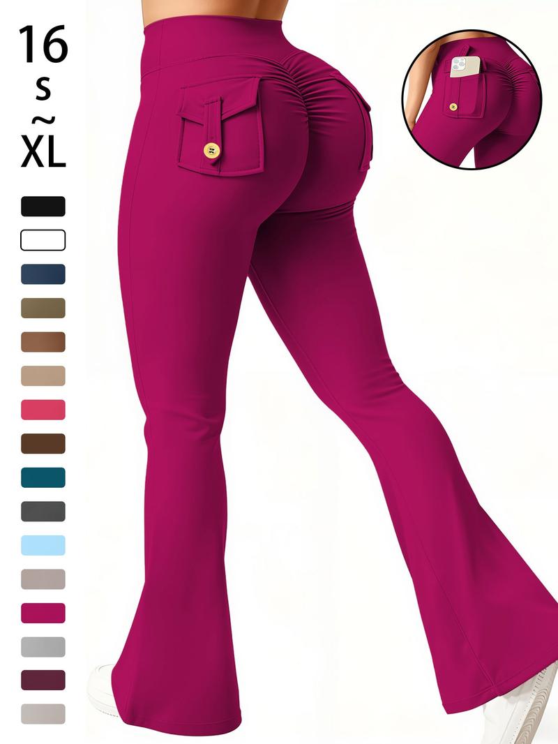 Women's High Waisted Tight Fit Flare Pants with Pockets, V-Shape Waist Design, Butt Lifting Yoga Pants, Casual Fall Winter Workout Wear, High Stretch Leggings Women's High Waisted Tight Fit Flare Pants with Pockets, V-Shape Waist Design, Butt Lifting Yoga Pants, Casual Fall Winter Workout Wear, High Stretch Leggings