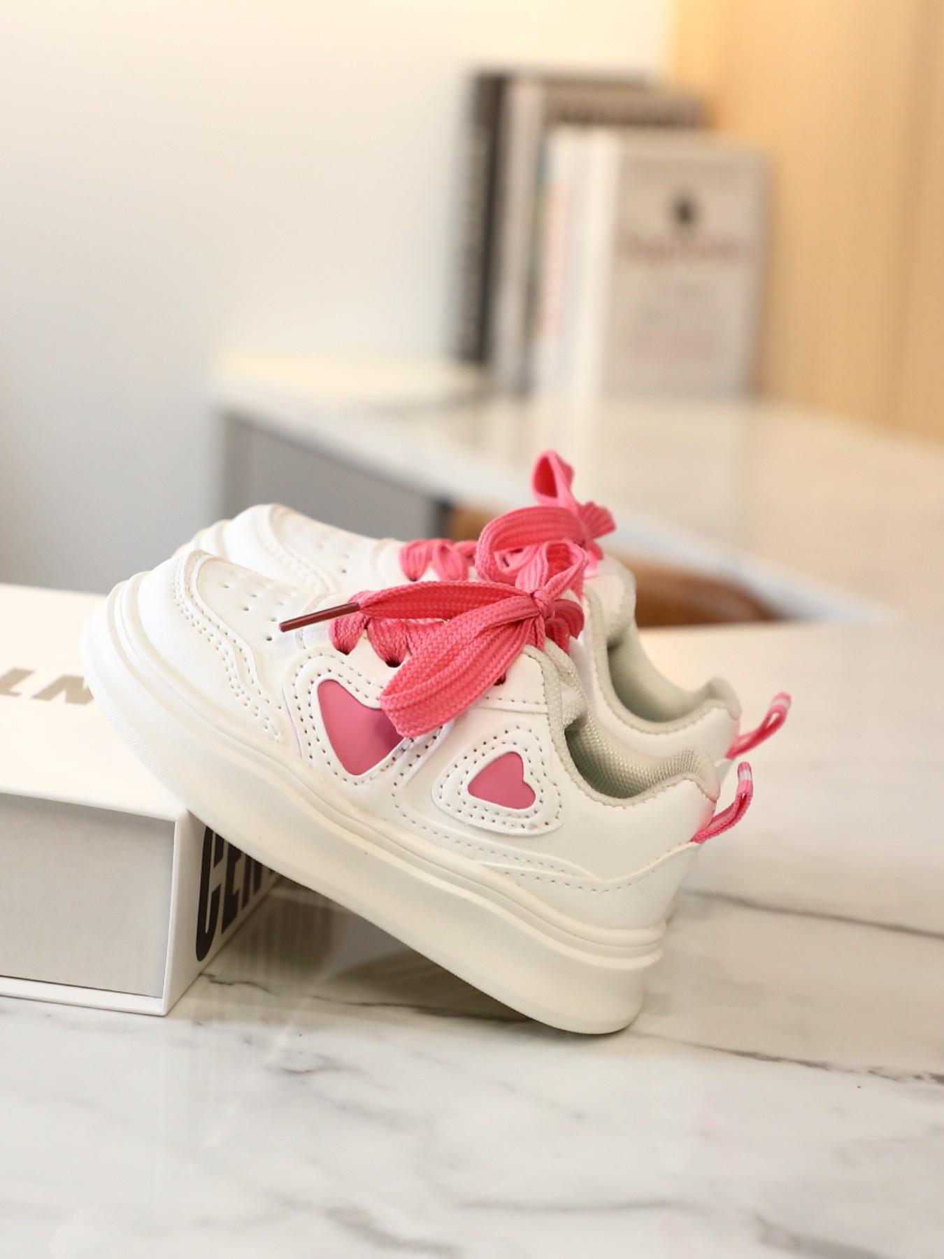 Girls Thick Sole Heart Sneakers Spring Autumn New Velcro Shoes Boys Baby Trendy Sports Shoes Casual Trainers