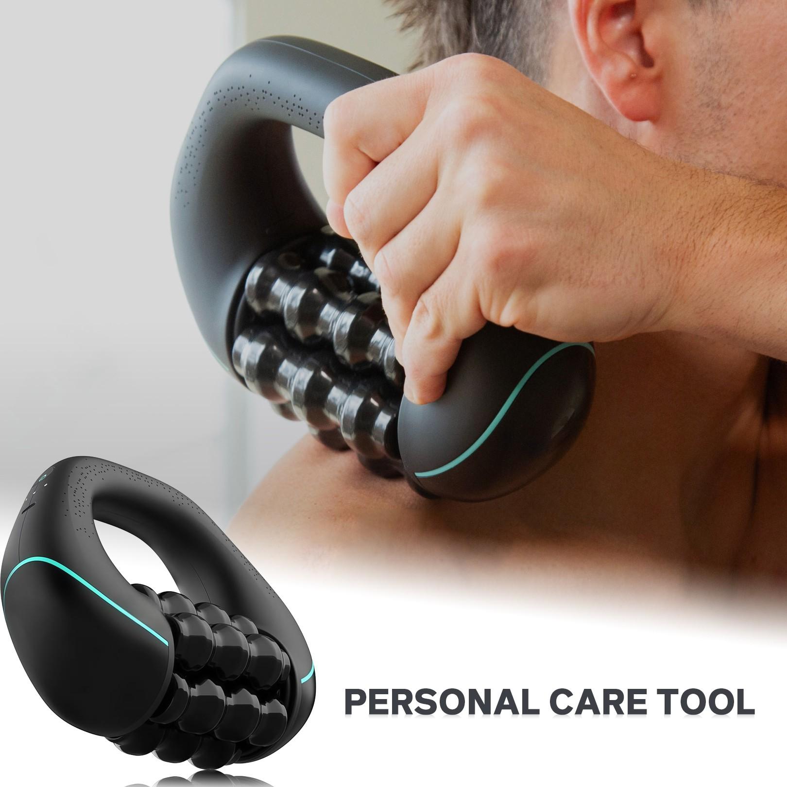 Handheld Cordless Electric Muscle Roller Massager, Rechargeable Electric Roller with 3 Speed Settings, Home Fitness Massager for Shoulder, Neck and Legs, Handheld Body Massage Roller