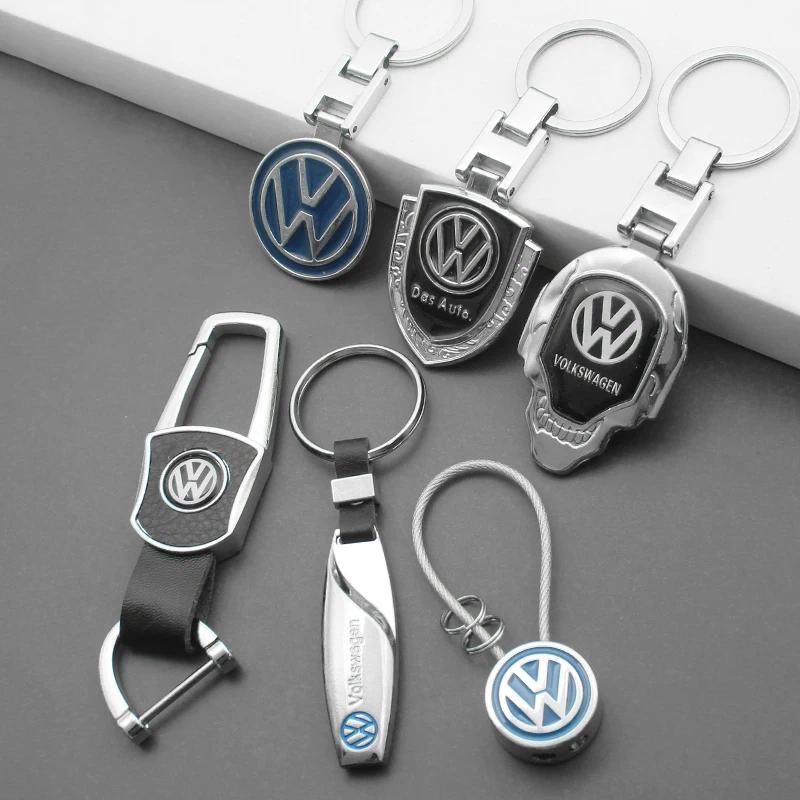 1PCS Volkswagen Keychain Key Ring & Key Case GTI Style Leather Metal Key Chain For VW Golf Polo Passat Tiguan Lavida Bora Auto Accessories Gift