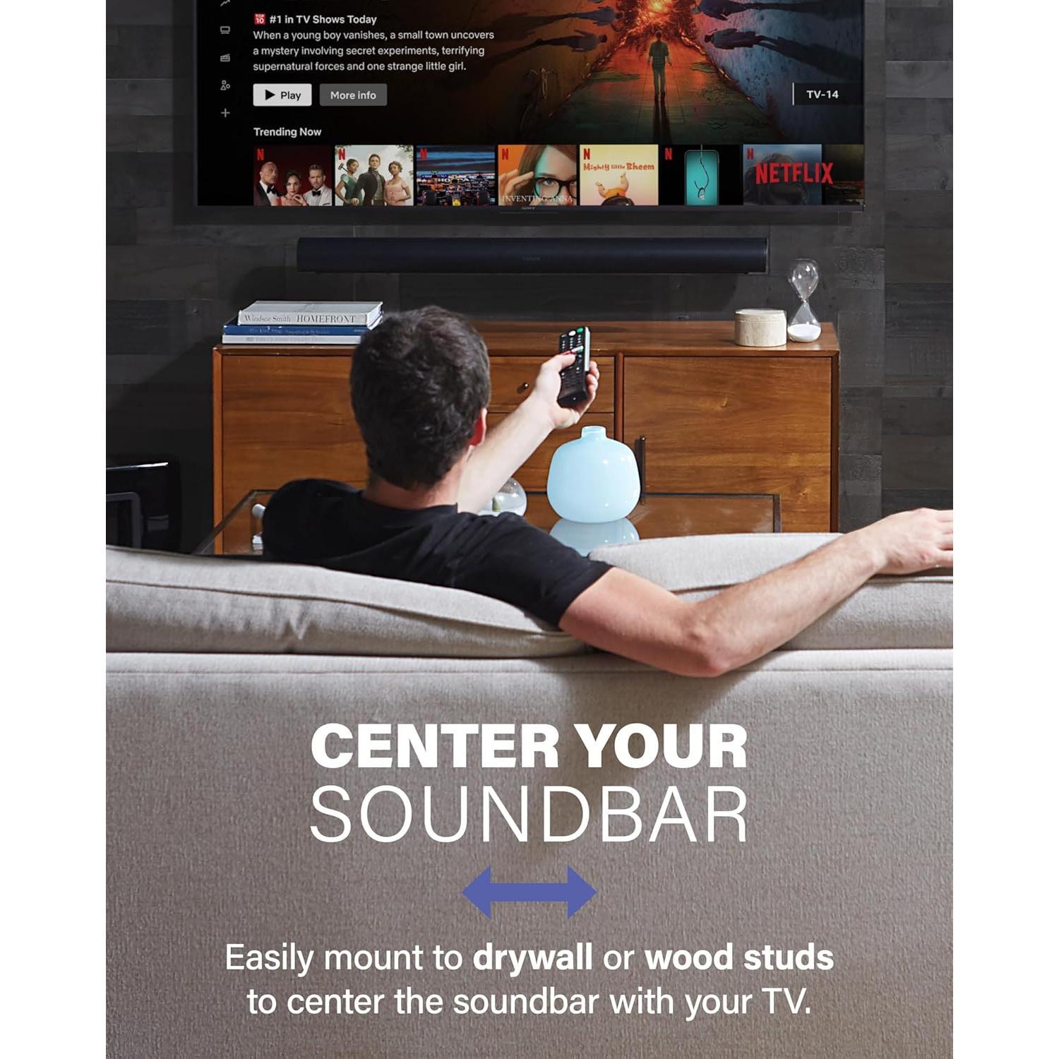 Extendable Soundbar Wall Mount for Sonos Arc & Sonos Arc Ultra Soundbar - 5" Depth Adjustment Optimized for Dolby Atmos - Black Speaker Mount