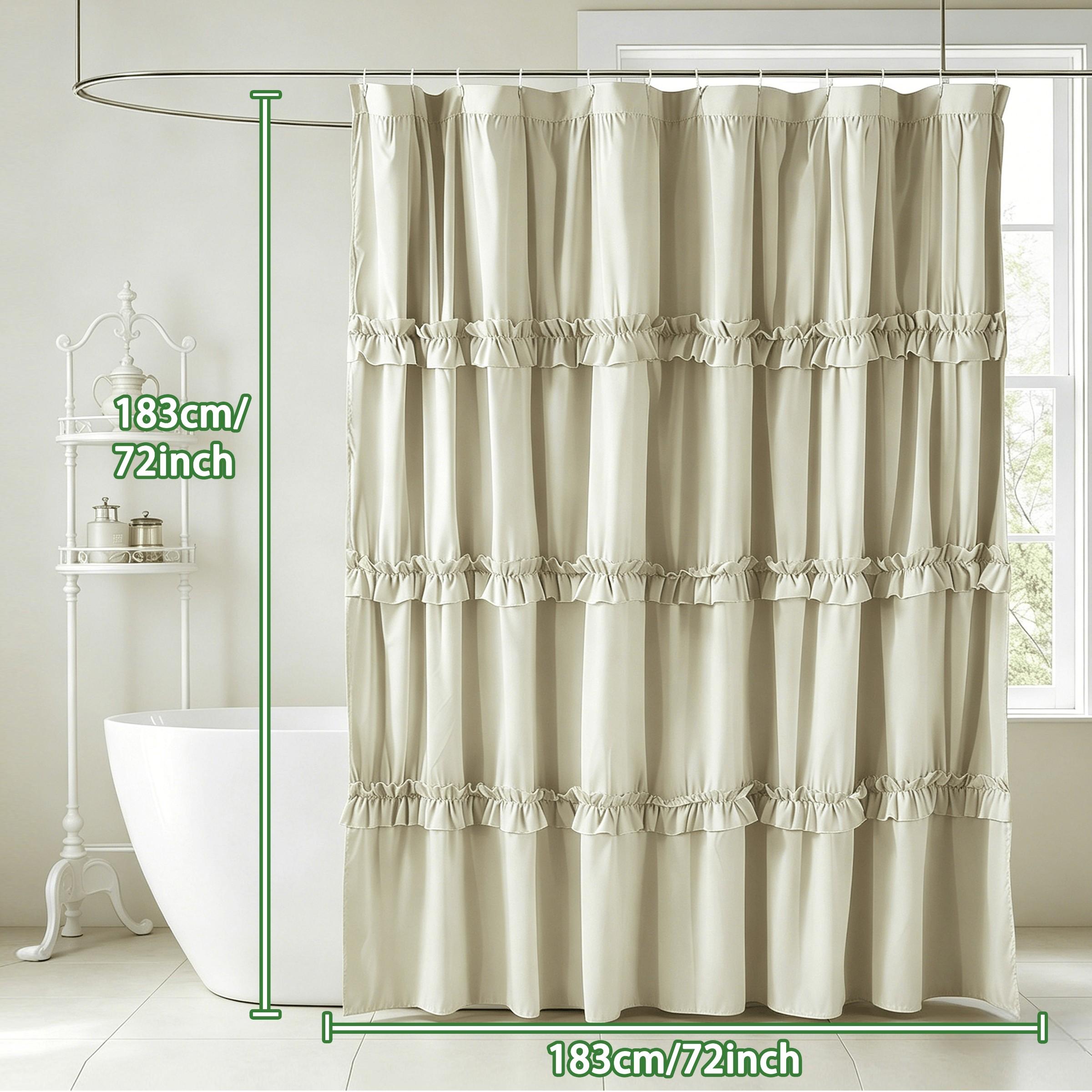 French Vintage Camel Ruffle Shower Curtain, Soft Polyester, Bathroom Decor, Hotel Bedroom Salon Curtains, Perfect Gift Choice