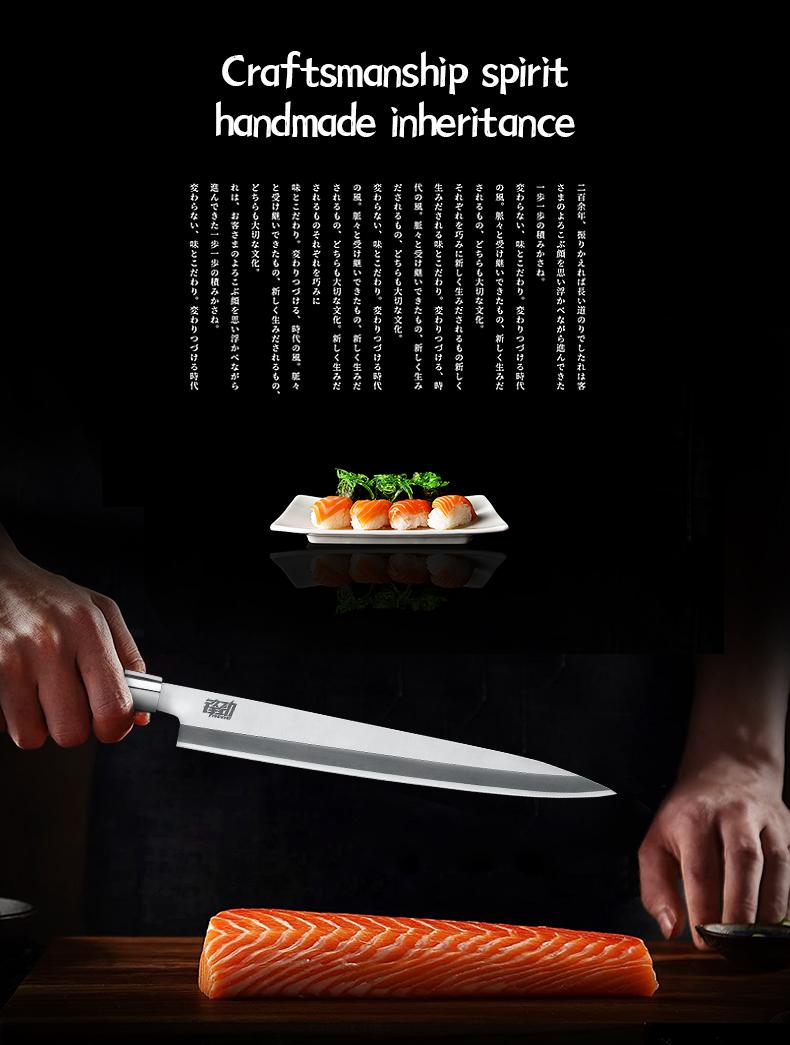 1 pc Japanese Yanagiba Knife Professional Deba Knife 16.5-24CM, 4-6mm Blade Thickness, Multi-purpose Sashimi Knife for Sushi and Fish Preparation