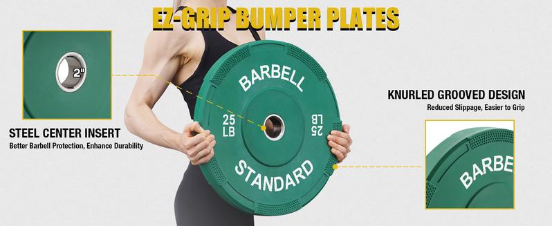 MIKOLO Olympic Weight Plates, Color Coded Bumper Plates, Weight Set of Barbell Weights, Rubber Plates Weights for Weight LiftingMIKOLO Muscle Training Equipment Glute Workout Equipment
