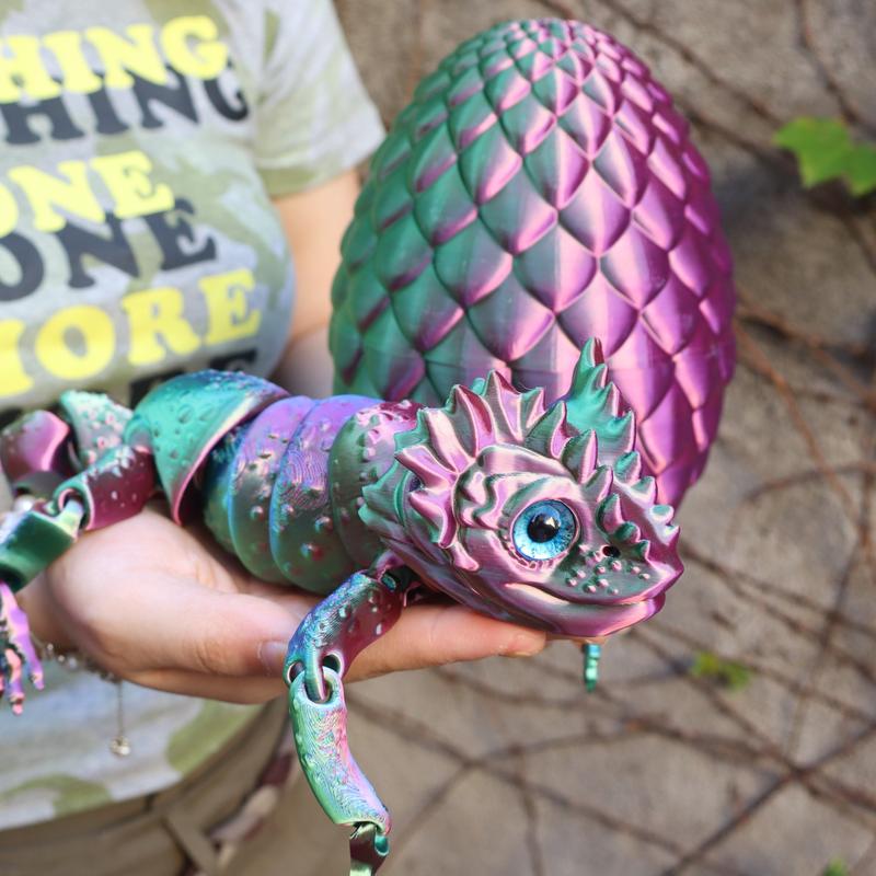 2pcs 3D Printed Animal Design Lizard Egg Figurine Set, Home Decor Accessories, Lifelike Eyes Design, Perfect Gift for Halloween & Christmas