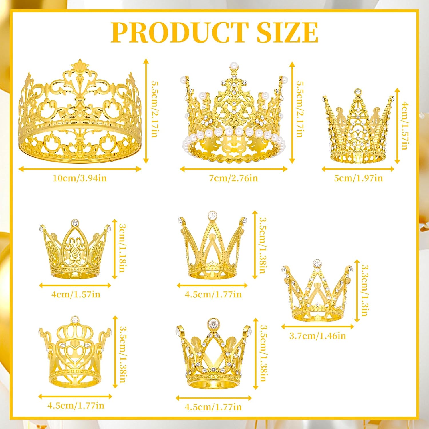 8 count Mini  Crowns Set - Small Crowns for Cake, Cupcake & Flower Bouquet Decorations| Ideal for Valentine's Day, Mother's Day, Birthday, Wedding & Anniversary