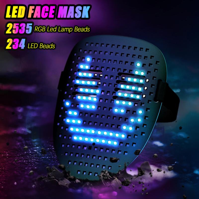 LED Mask, Light Up Mask with Gesture Sensing, Unisex LED Halloween , Christmas Mask with 50 Patterns Glow, Costume Cosplay Party Masquerade ｜ Halloween Gift ｜