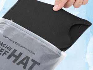 Migraine Relief Hat, Migraine Ice Pack Headband — Migraine Cold and Hot Therapy, Stress Relief Headache Eye Mask, Ice Pack Head Wrap, Suitable for Sinusitis, Swollen Eyes, and Tension Black Sleepmask