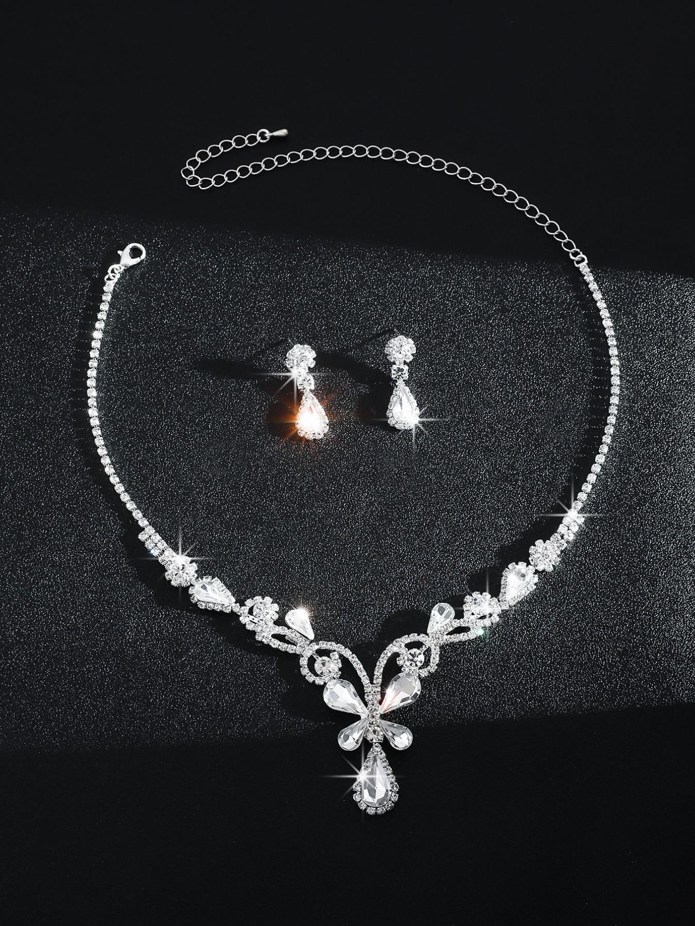 Luxurious Bridal Jewelry Set, Elegant Artificial Crystal Butterfly Necklace and Earrings, High-End Wedding Accessories, Beautiful Bride