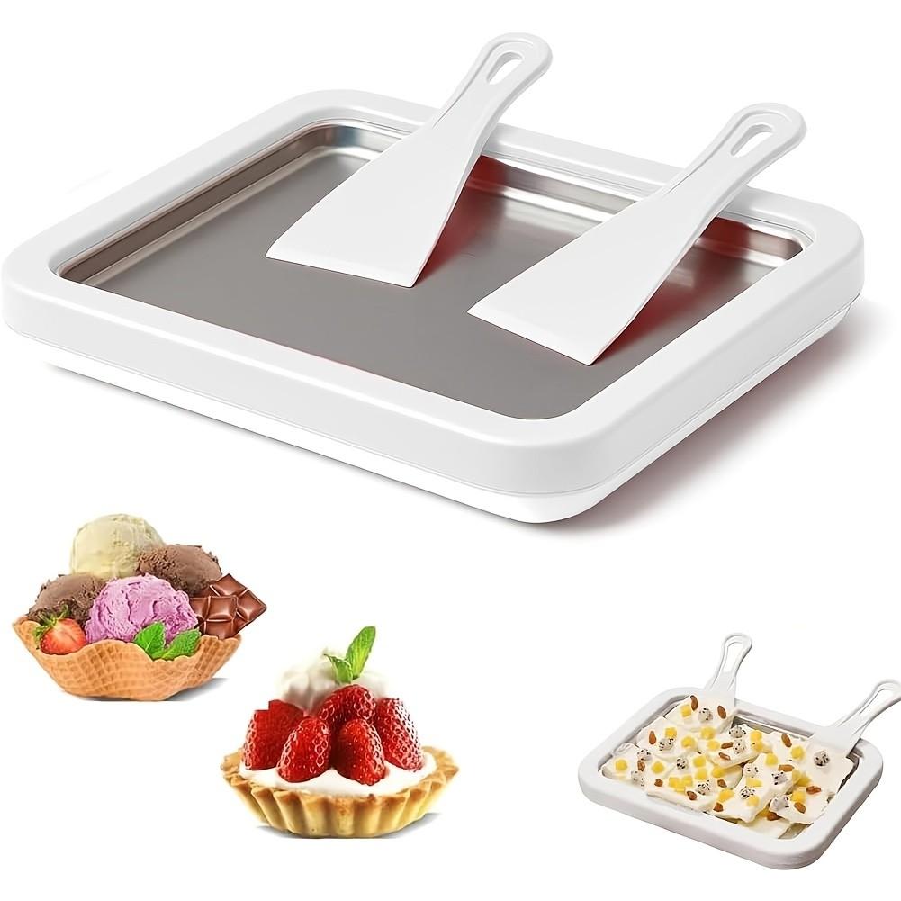 Mini Fried Ice Cream Machine, DIY Homemade Rolled Ice Cream Maker, 304 Stainless Steel Frozen Yogurt Pan, Portable Small Ice Cream Roller for Home Summer Use